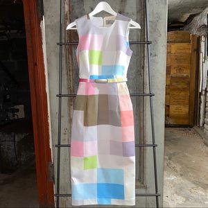 Preen Pastel White Colorblock Pencil Skirt Dress